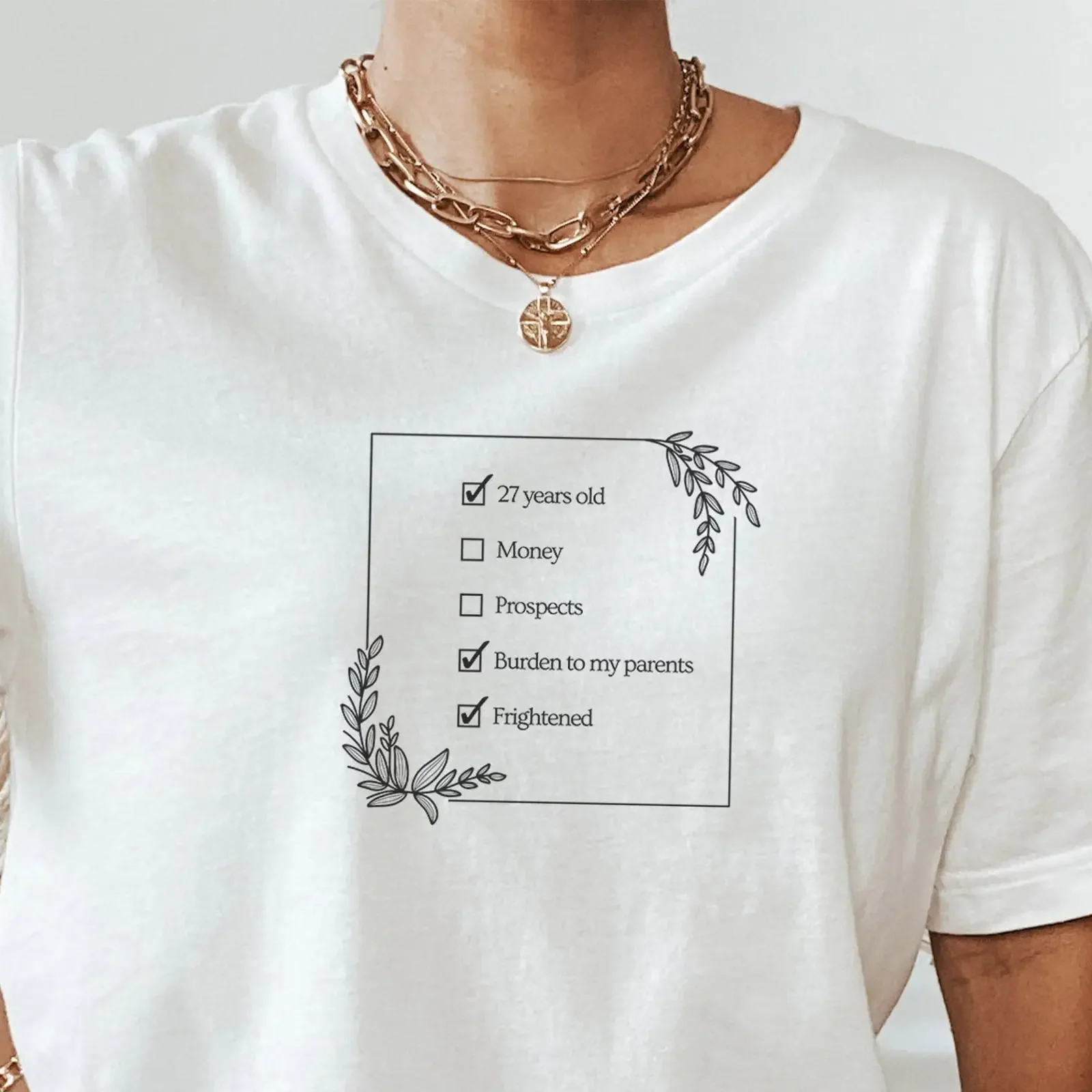 27 Years Old Checklist T Shirt No Money Prospects Burden to Parents Funny Sarcastic Jane Austen  vintage Washed graphic Stylish