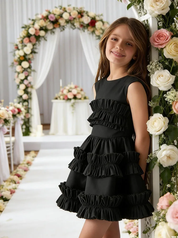 2026 New Summer Toddler Baby Girls Cotton Linen Party Dress For Kids Girls Cute Backless Cake Lace Dresses Casual Teens Clothes