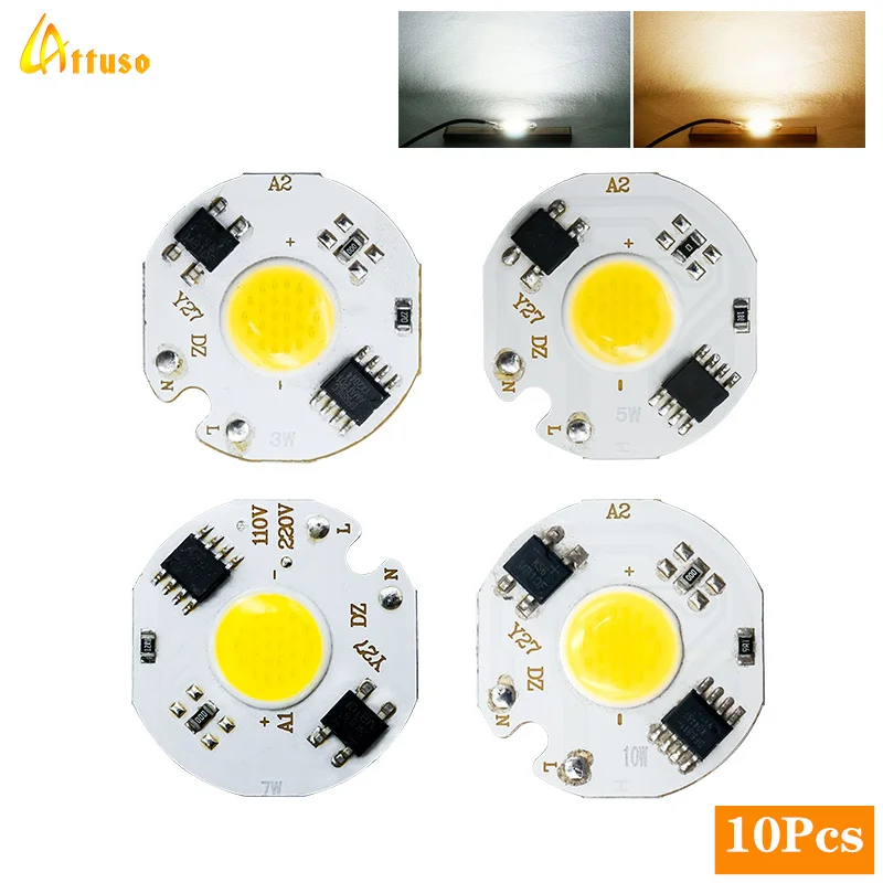 

10Pcs/lot LED COB Lamp Chip 220V 3W 5W 7W 10W Led Beads No Need Driver for Led Floodlight Spotlight Accessories Cold Warm White