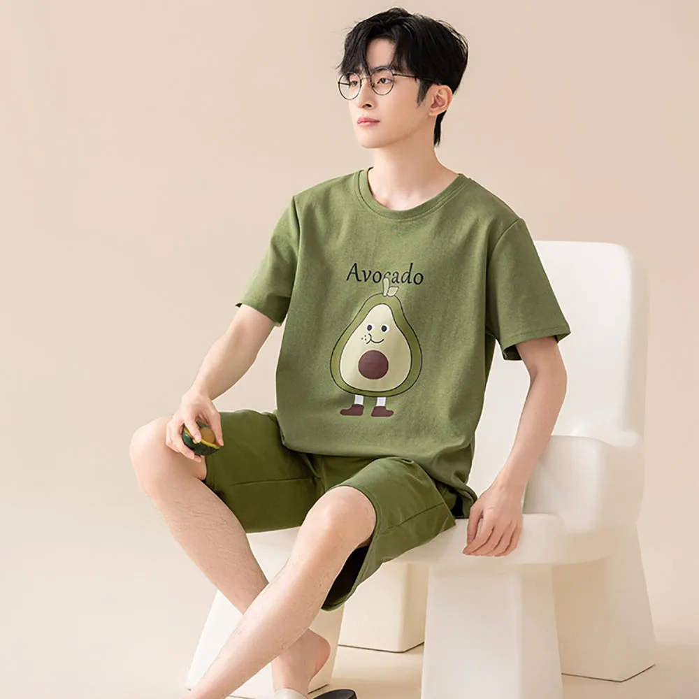 

L-3XL 7A Anti Mite Antibacterial 100% Cotton Sleepwear Spring Summer Korean Style Cartoon Short Sets Loose Soft Thin Pajamas Set