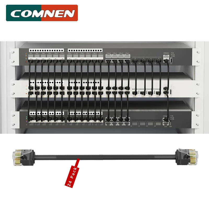 

COMNEN Cat6/Cat6a 24 Pack Slim Cat6a Ethernet Patch Cable 10G Support Cat 6 Patch Cable for Patch Panel to Switch Flexiable