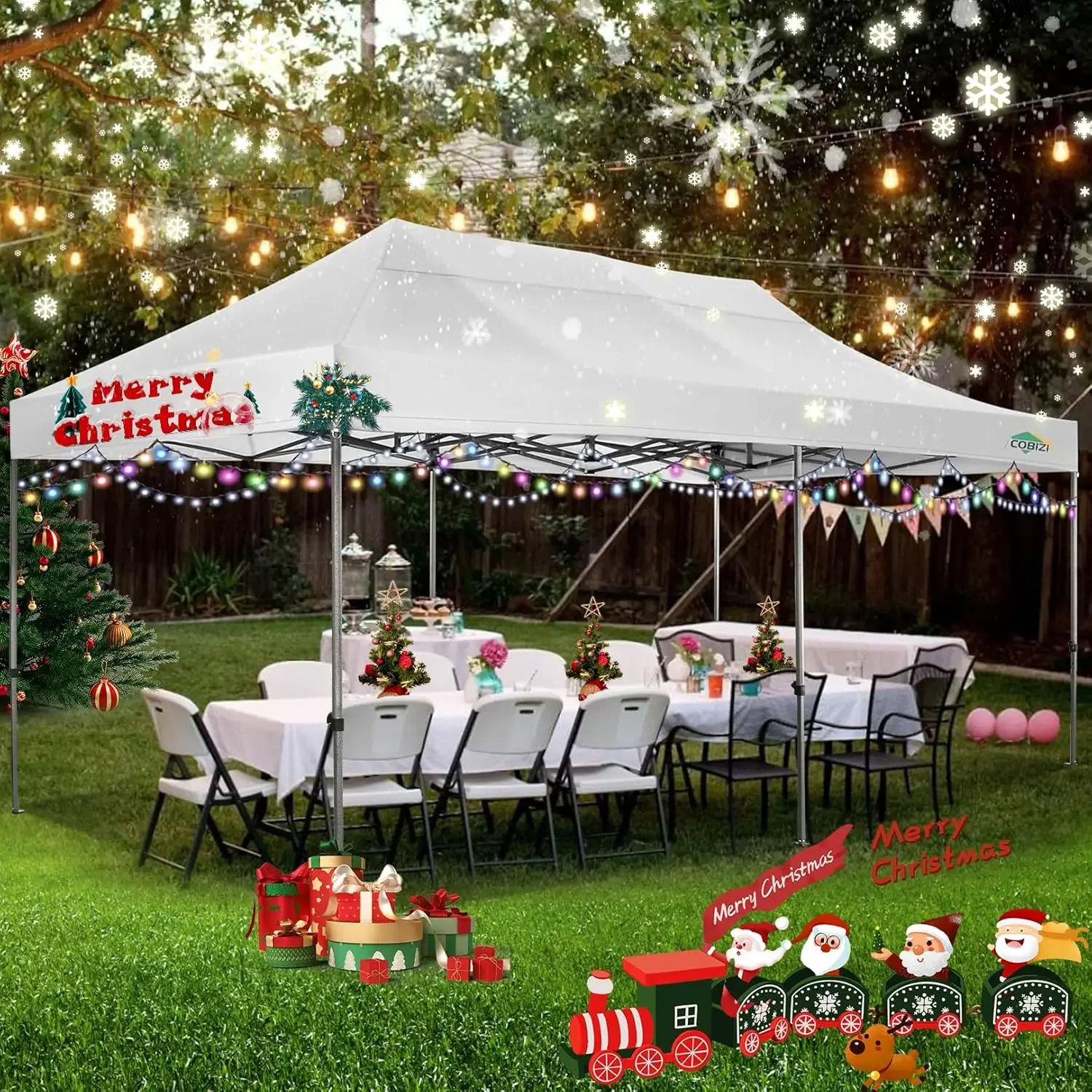 

10x20 Heavy Duty Pop up Canopy Tent with 6 sidewalls Easy Up Commercial Outdoor Wedding Party Tents for Parties All Season Wind