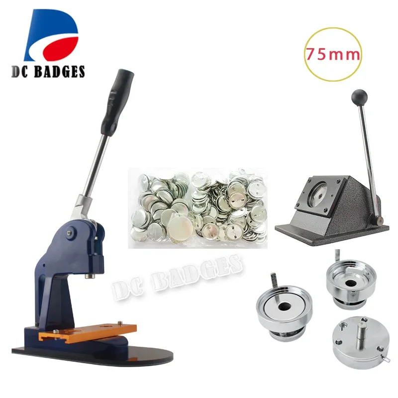 New 75mm button maker with 75mm Metal Paper Cutter and 500pcs badge pin