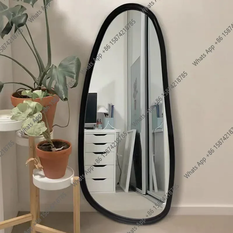 X American Full Body Mirror Irregular Full-length Mirror Floor Oval Designer Fashion Light Luxury