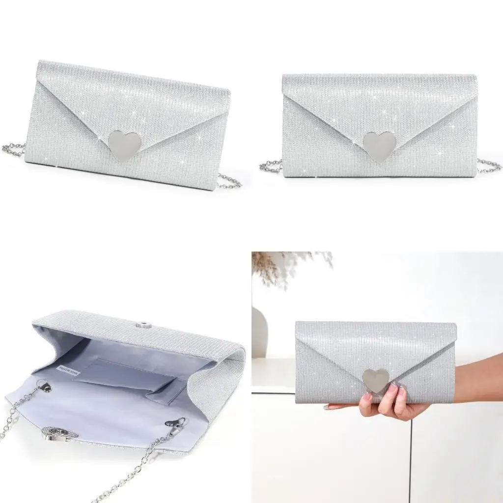 

X90D Women Bag Elegant Shoulder Bag Envelope Crossbody Bag Heart Banquet Handbag