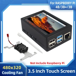 Raspberry Pi 3.5 Touchscreen 480 x 320 LCD-TFT-Display Optionaler ABS-Metallgehäuse-Lüfter für Raspberry Pi 4 Modell B oder 3B+ 3B