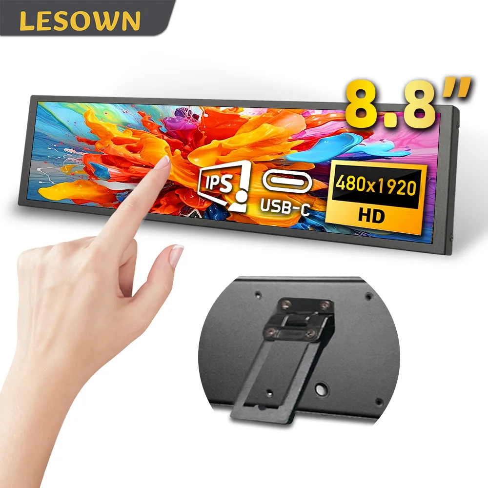 

Портативный монитор LESOWN 8,8 дюйма с IPS-экраном для Raspberry Pi, второй дисплей для ПК, панель датчиков AIDA64, подключение Type-C одним кабелем