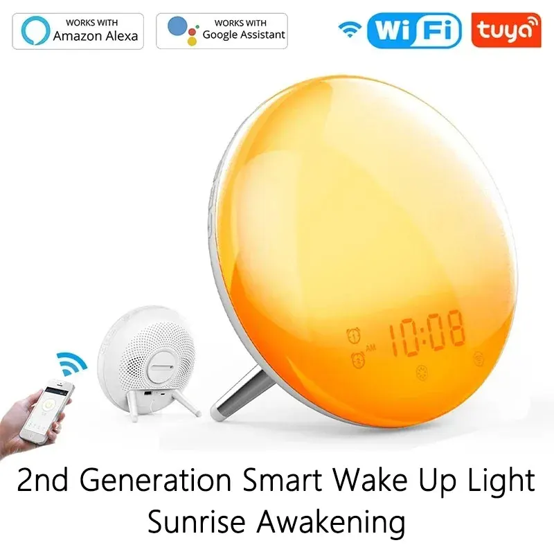 Будильник, пробуждение, настольные часы, Wi-Fi, умный светильник для пробуждения, рабочий день, восход солнца, таймер сна, ночник, приложение, дистанционное управление