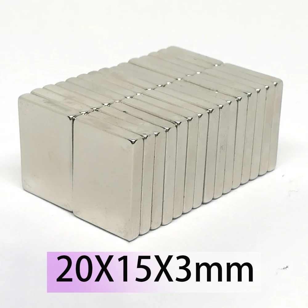 20x15x3 N35 Neodymium Bar Block Strong Magnets Search Magnetic 20x15x3 Bar Ndfeb Square Motor Generator DIY dropshipping