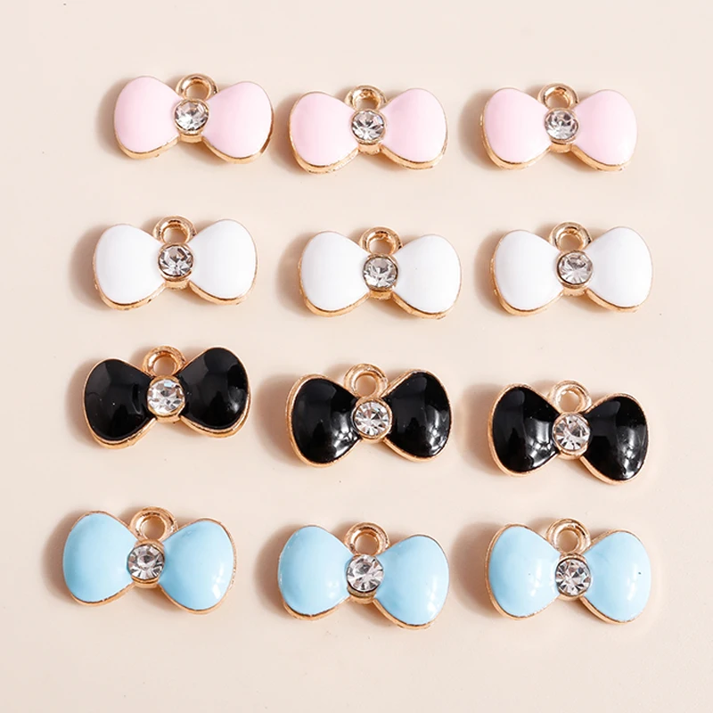 10 stücke 10*16mm Nette Emaille Bowknot Charms für Schmuck Machen Kawaii Bowtie Charms Ohrring Halskette Anhänger Diy machen Zubehör – Detail 9