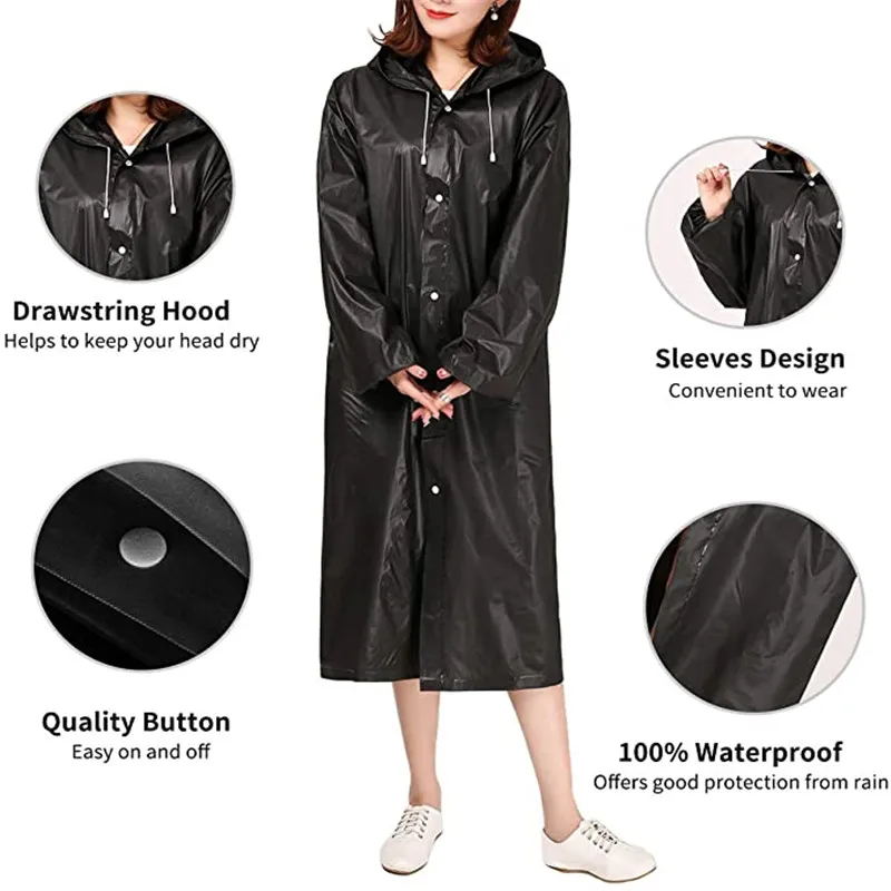 EVA Long Waterproof Unisex uomo donna cappotti antipioggia Poncho Suit Jacket Tourist Bike Ladies Running Hooded escursionismo Rainwears Waterproof