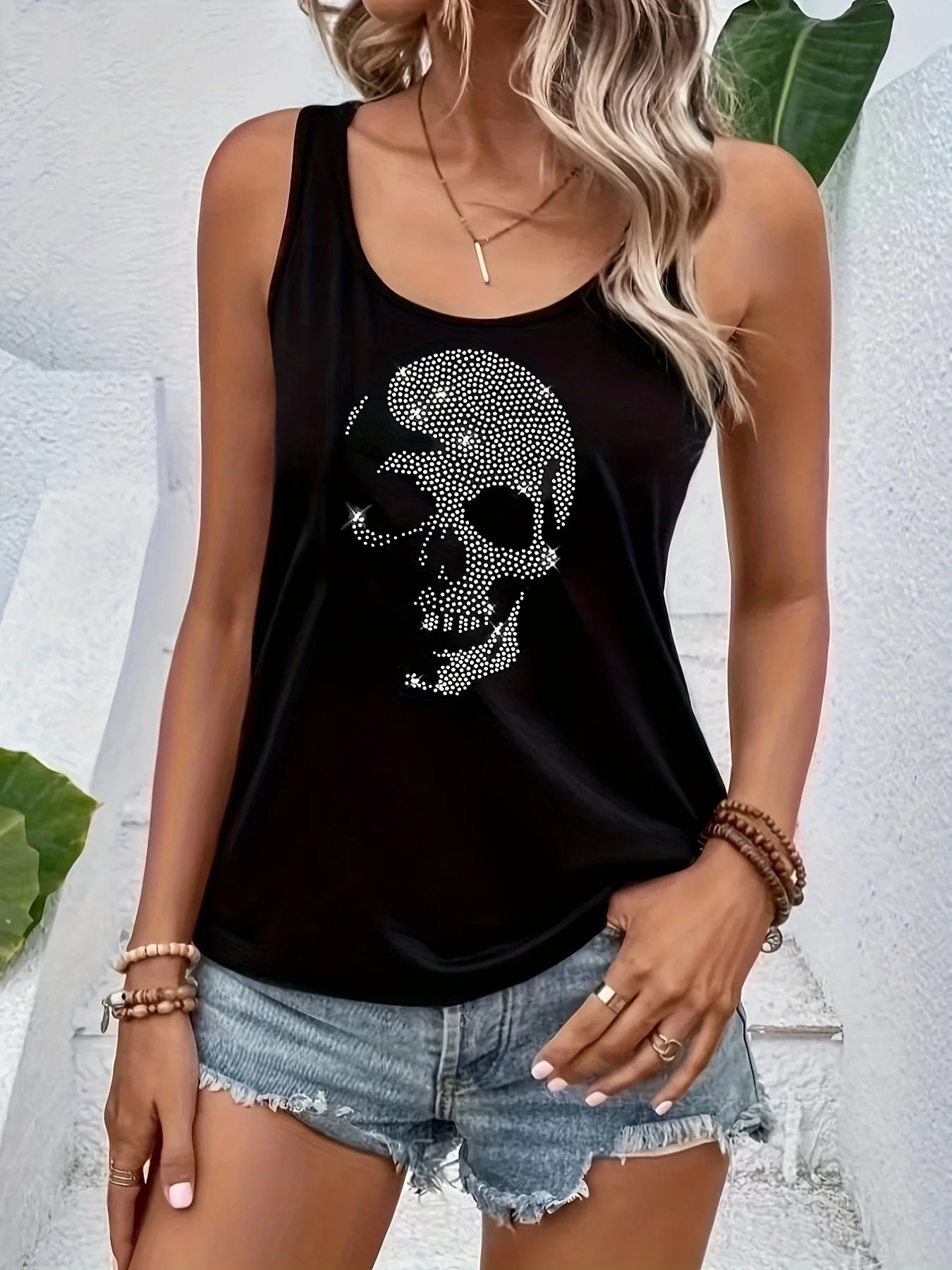 printed Summer women's loose and personalized dream catcher mesh printed vest top T-shirt comfortable sleeveless