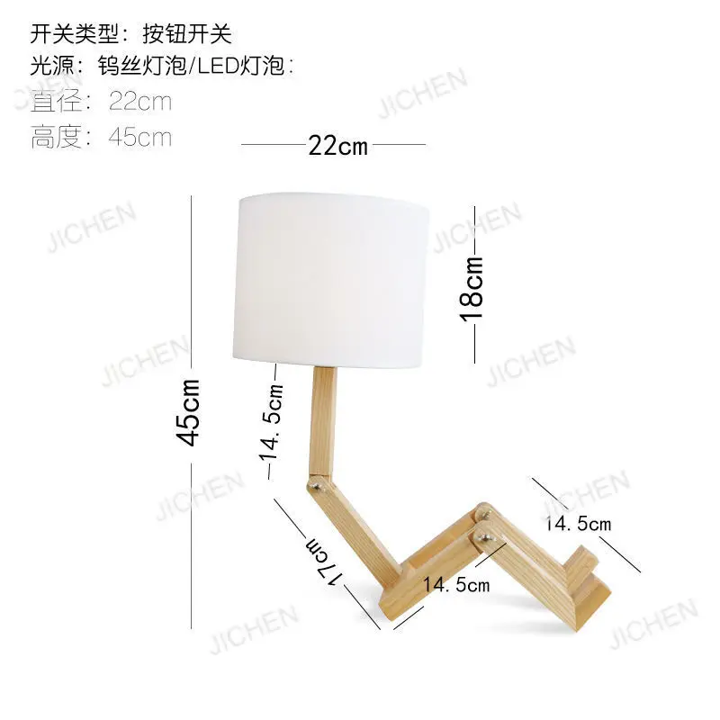 

Wooden Robot Shape Creative Table Lamp Indoor Study Fashion Reading Desk Lamp Nordic Modern Desktop Decorative Night Light