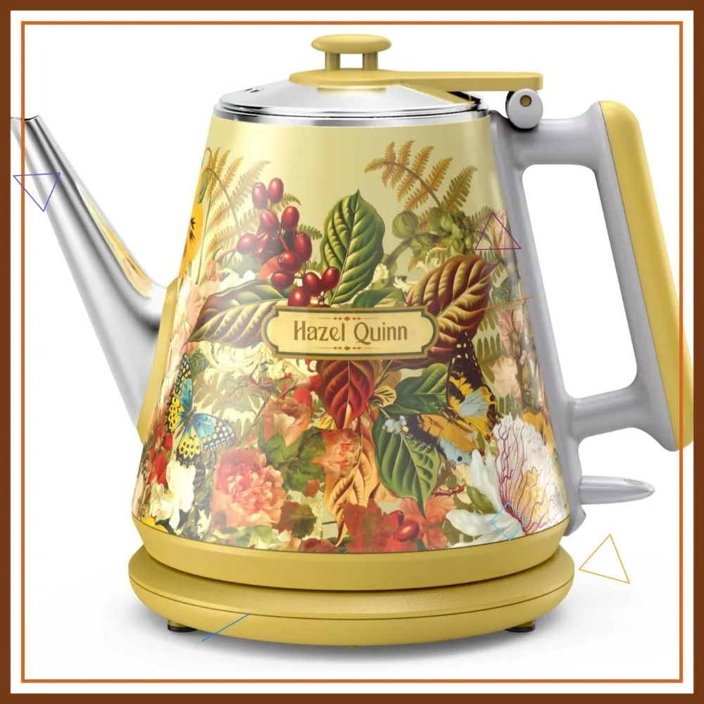 

Электрический чайник в стиле ретро, 1 л, 800 Вт, быстрое кипячение, нержавеющая сталь, беспроводной, автоматическое отключение, двойная стенка Cool Touch