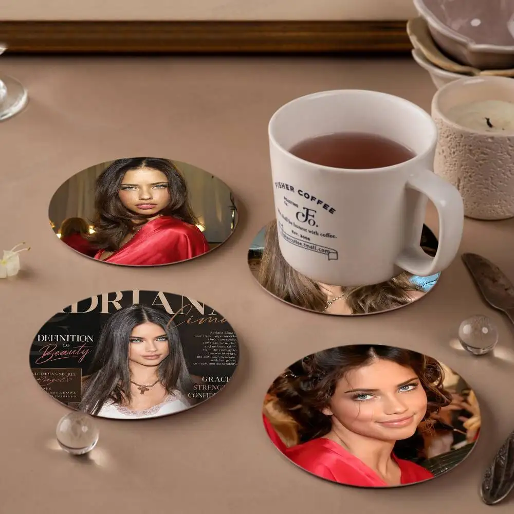 A-Adriana Lima Fashion Mode pattern art painted wooden anti-slip coasters, suitable for decoration of living room kitchenware