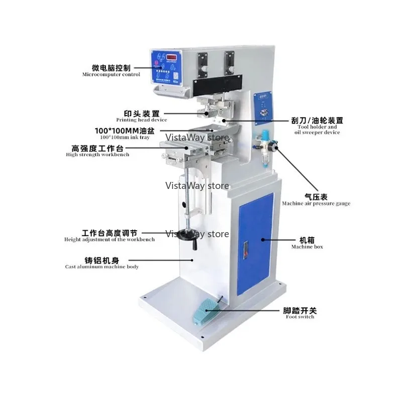 Pneumatic Semi-Automatic Pad Printing Machine for Plastic Glass Bottle Cup Phone Case-One Color Logo Tampon Printer 220V 1 Year