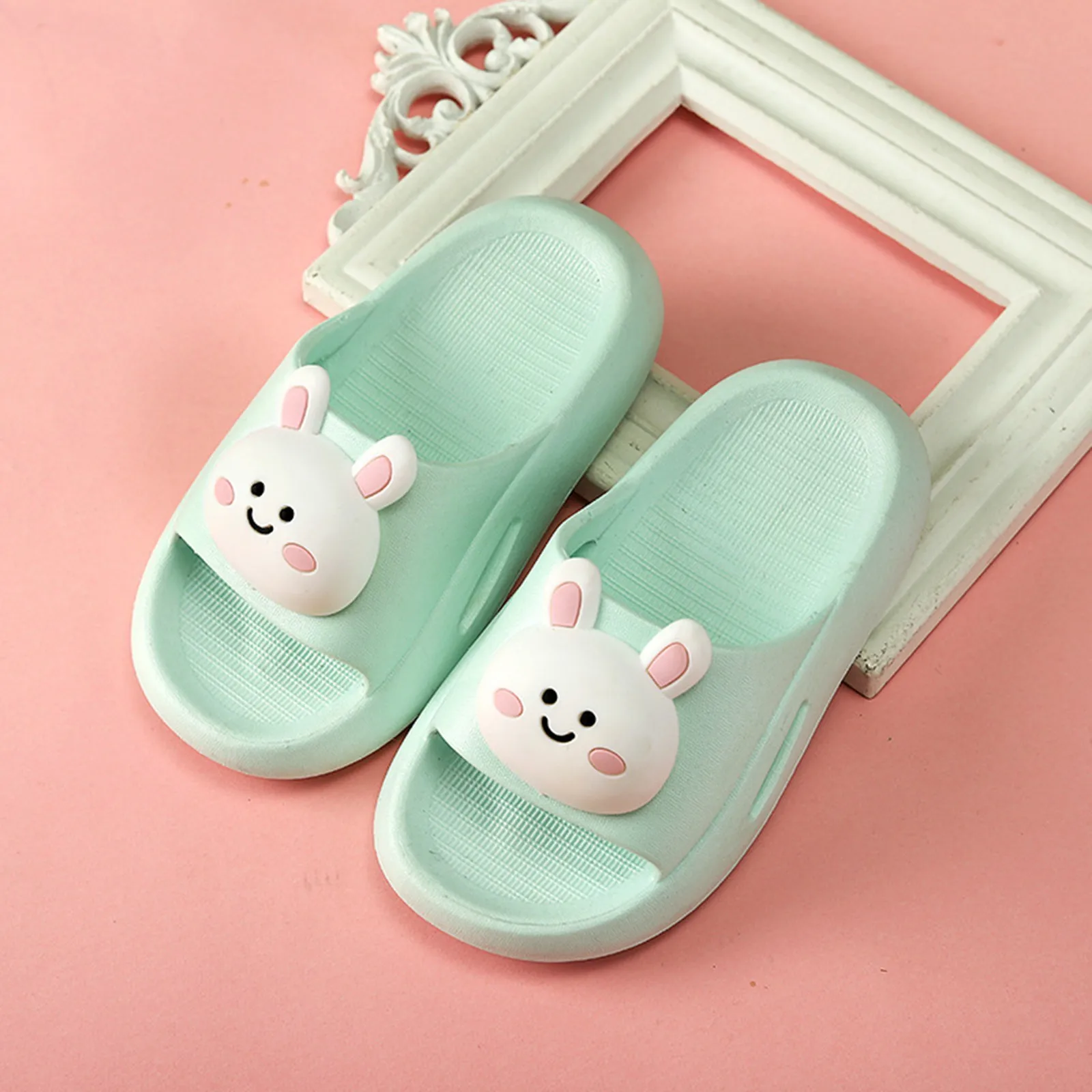 Summer Kids Home Shoes Flip Flops Baby Girls Slippers for Children Cartoon Unicorn Bathroom Antislip Thick Sole Slides 2-8 Years