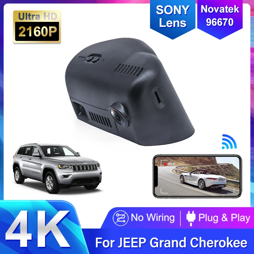 4K 2160P Car DVR Plug and Play Dash Cam Camera UHD Night Vision WiFi Driving Video Recorder For Jeep Grand Cherokee WK2 DashCam