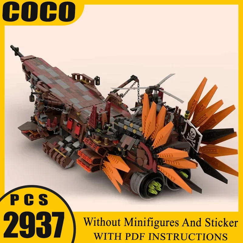 

Moc Building Bricks Pirate Aircraft Carrier The Punk Shark Model Technology Battleship Block Toy DIY Assembly Christmas Gift