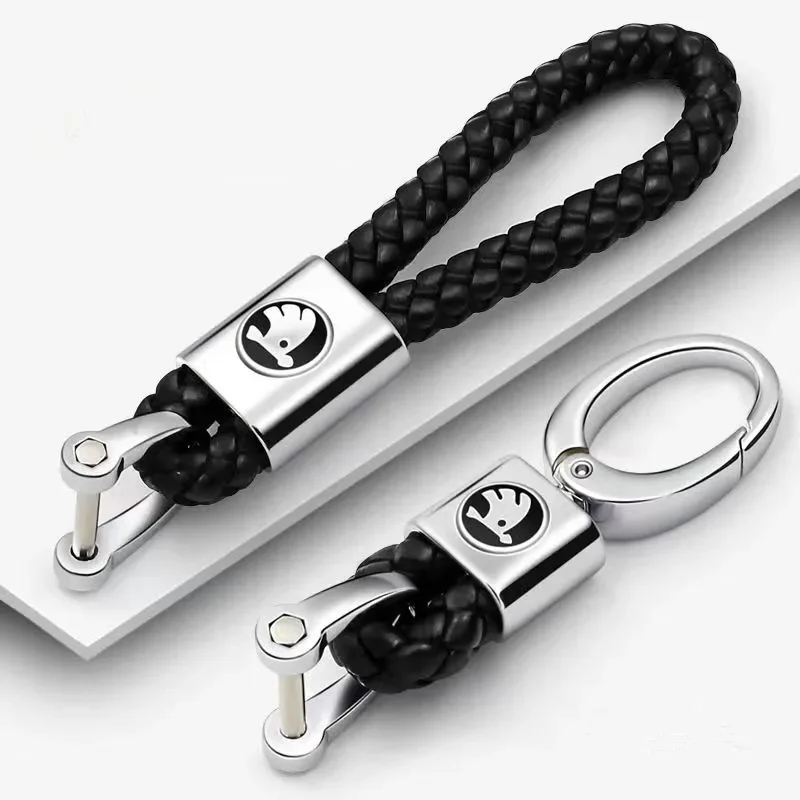 

Metal/Leather Car Styling Keychain For Skoda Octavia A5 A7 RS Fabia Superb Rapid Kodiaq Karoq Key Chain Rings Accessories