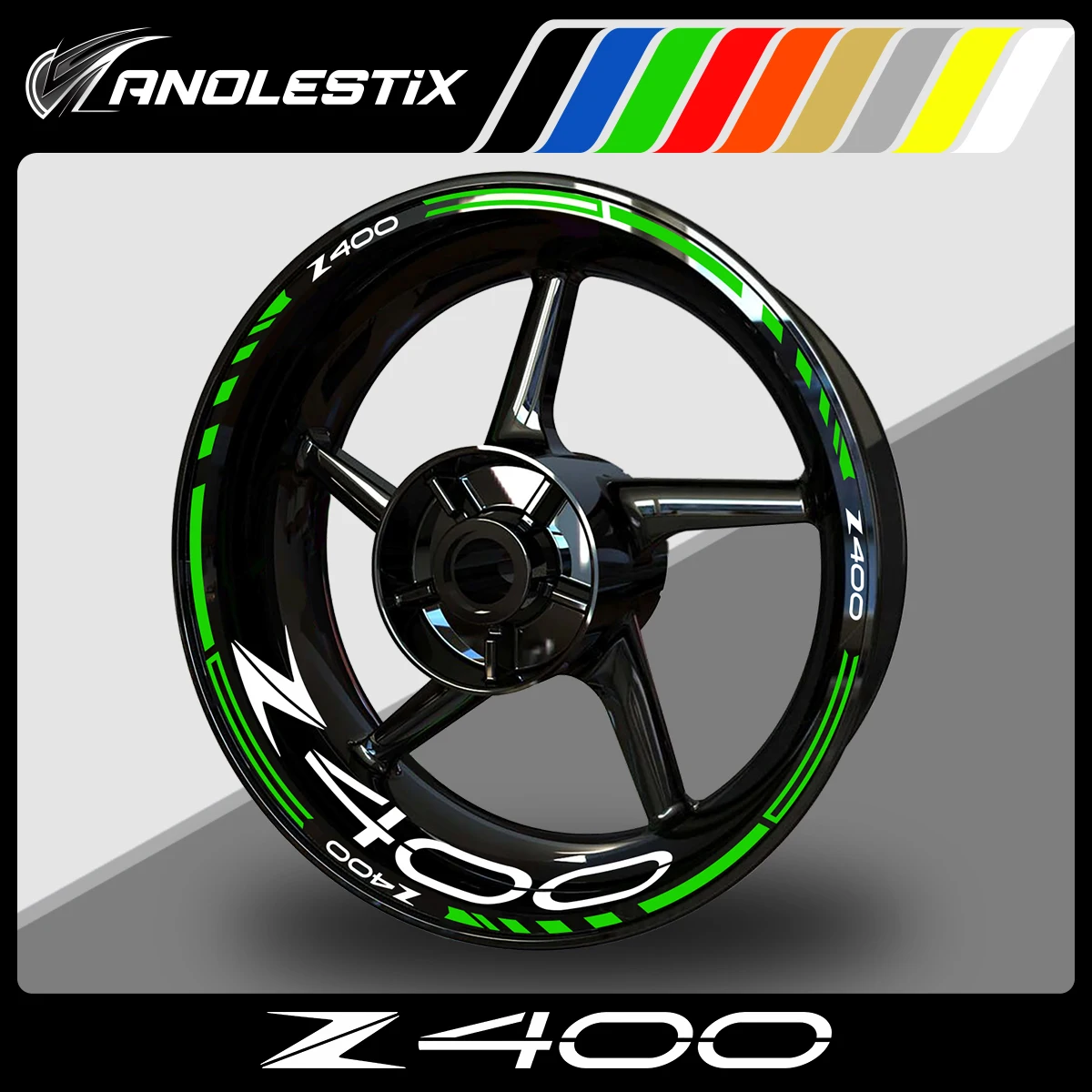 

AnoleStix Reflective Motorcycle Wheel Sticker Hub Decal Rim Stripe Tape For Kawasaki Z400