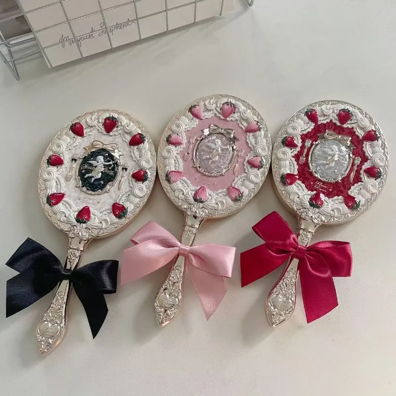 1PC Classical Decorative Mirror Strawberry Cupid Handheld Mirror Mermaid Shell Cosmetics Home Decorations