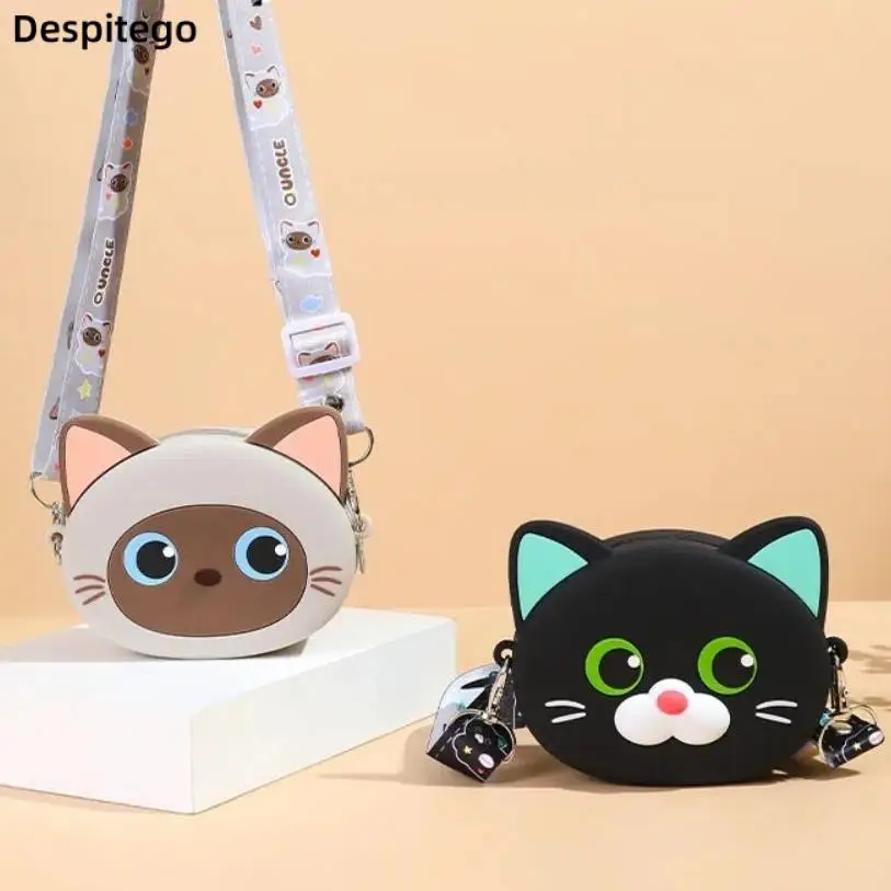 

Fashion Creative Soft Cat Crossbody Bag Cute Cartoon Black Cat Silicone Bag