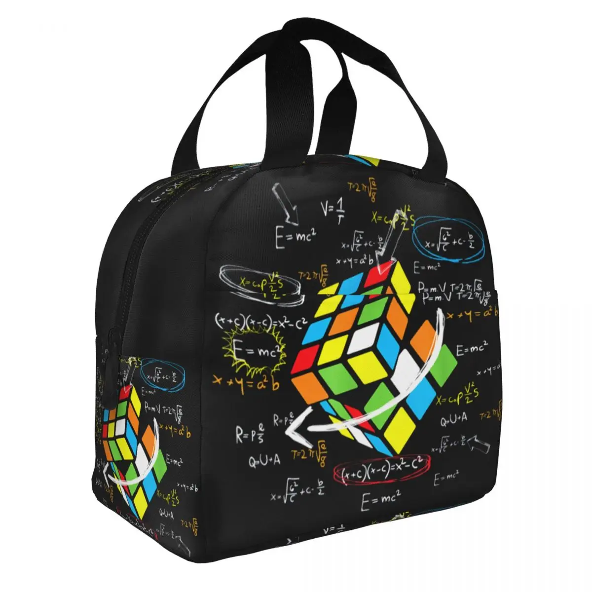 Custom Math Rubiks Player Cube Math Lovers Portable Lunch Box for Women Multifunction Thermal Cooler Food Insulated Lunch Bag