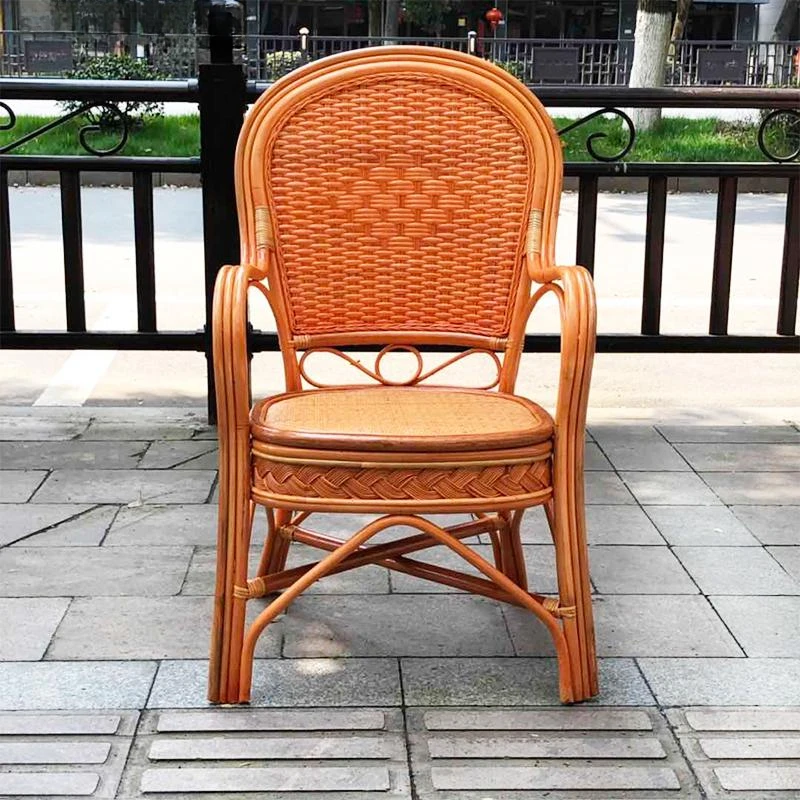 Rattan Chair  High Back Outdoor Leisure Balcony Office Mahjong Chair Indonesian Natural Single Real Rattan