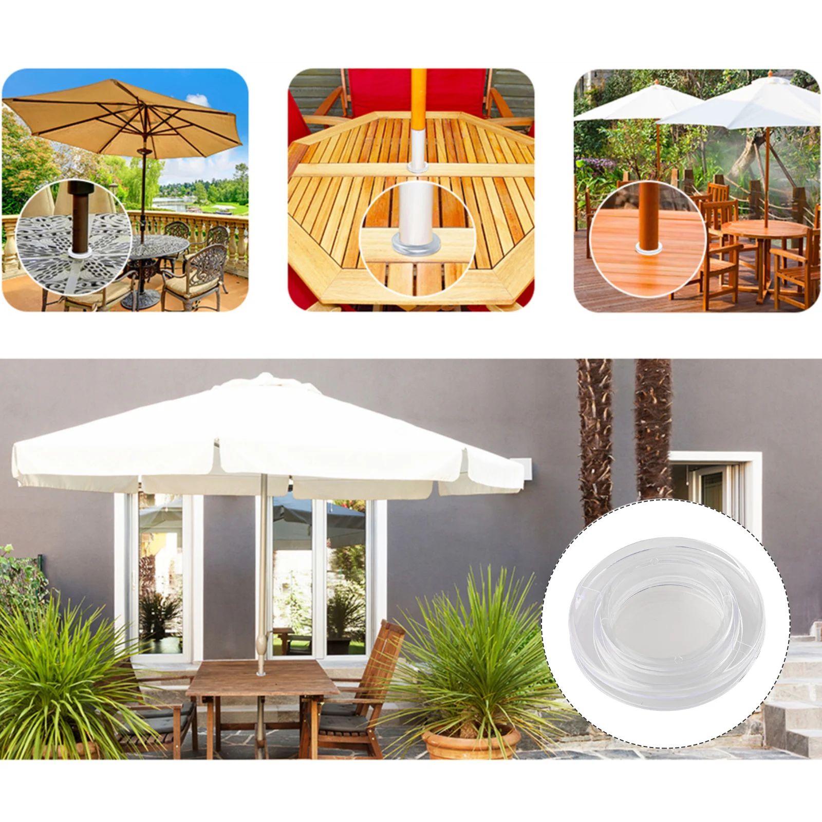 Patio Table Umbrella Hole Ring Silicone Transparent Umbrella Anti-scratch Cap Cover Garden Hole Ring Outdoor Set