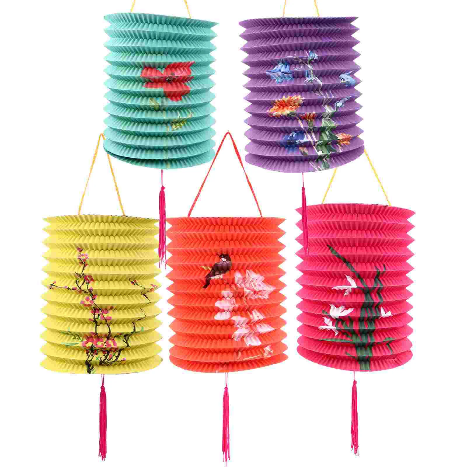 

10 Pcs Decor Lantern Chinese New Year Organ Lanterns Decorative Festival Paper Hanging 22X16CM