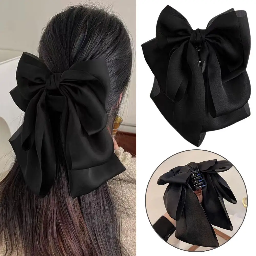 Coreano Tamanho Grande Bow Clip de Cabelo para Mulheres, Claw Clamp, High Barrettes, Acessórios, Headwear para Meninas, Rabo de Cavalo, E7C1, Hot