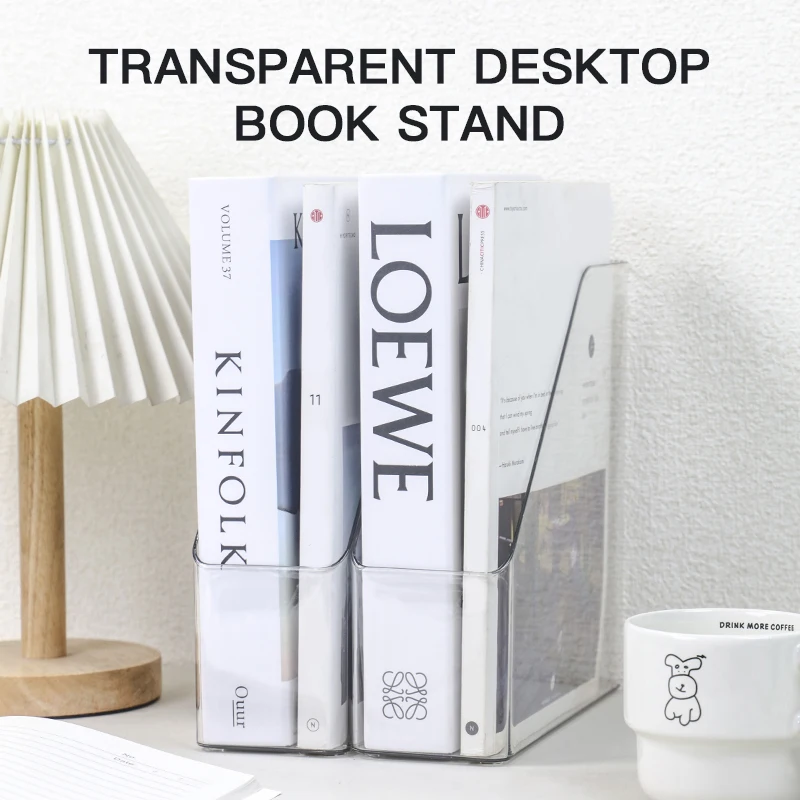 

2pcs Desktop File Folder Book Magazine Holder Plastic Desk Document Paper Organizer Vertical Storage Rack Office Stand Shelf