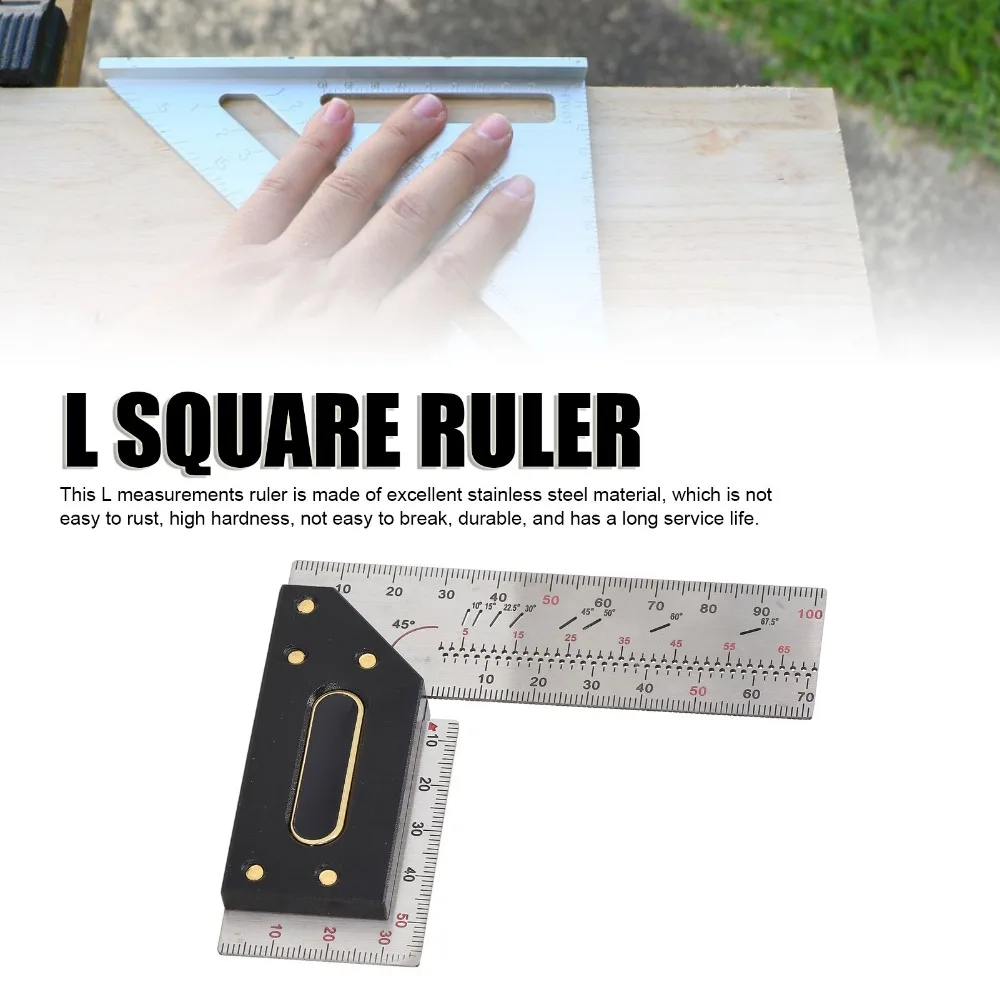 Stainless Steel Carpenter Square High Accuracy Precision Layout Woodworking Square 100mm / 3.94in Marking Holes