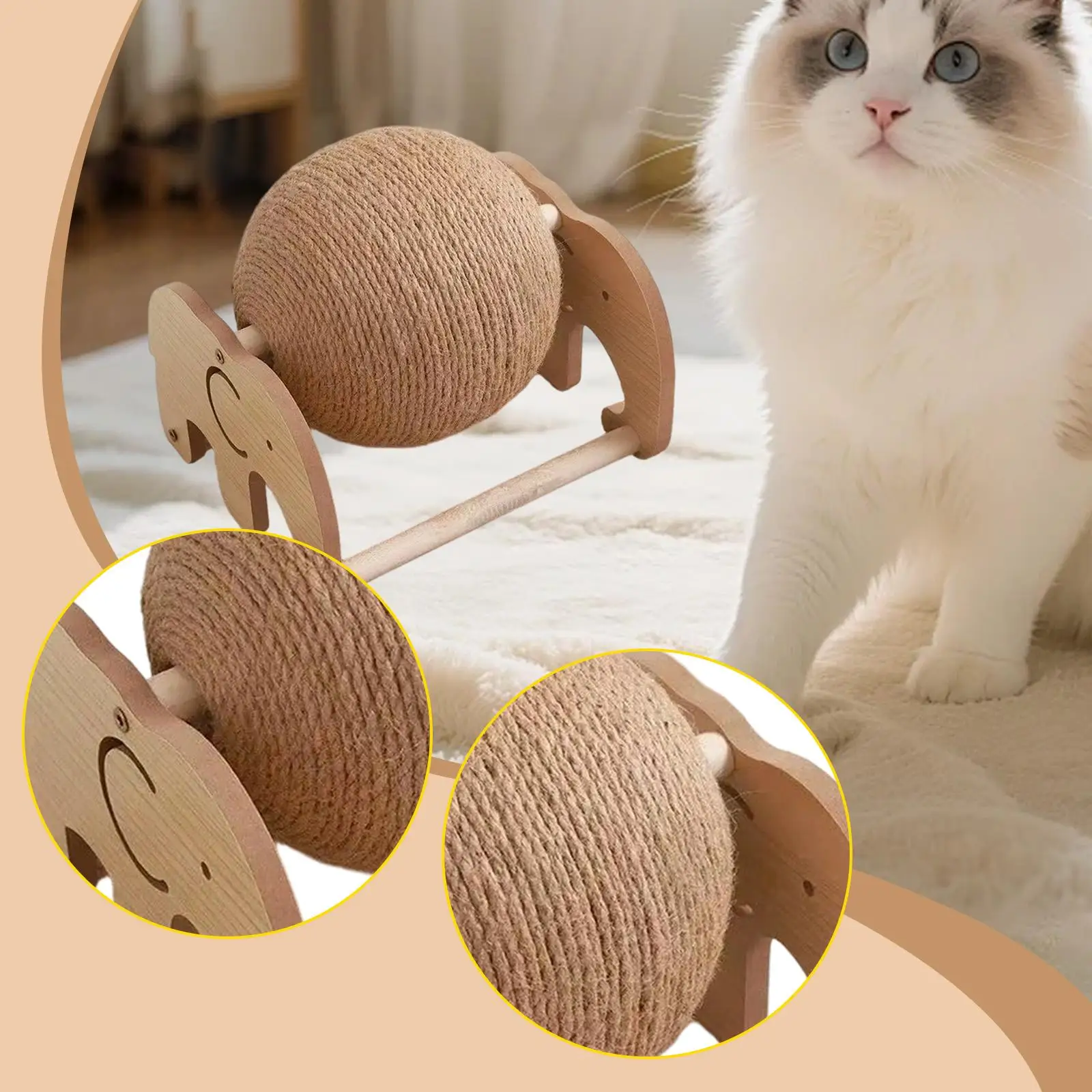 Cat Scratcher Ball Toy with Sisal Rope Interactive Games for Cats Scratching Board Cat Furniture Protector