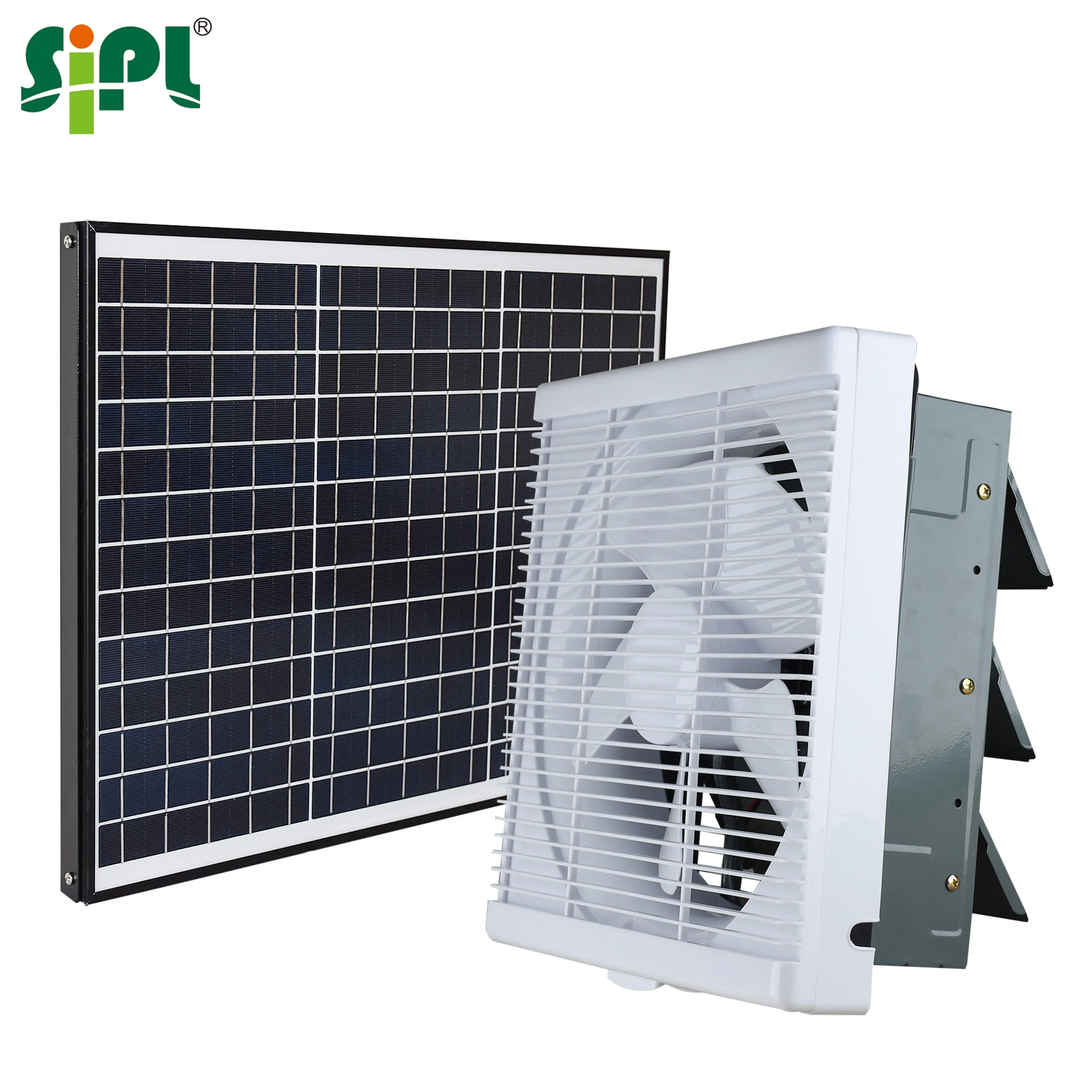 Kipas ventilasi udara otomatis, peralatan ventilasi Eco, penggunaan rumah 10 "70W, kipas pembuangan udara otomatis, Panel surya daya baterai Motor DC kipas ventilasi dinding