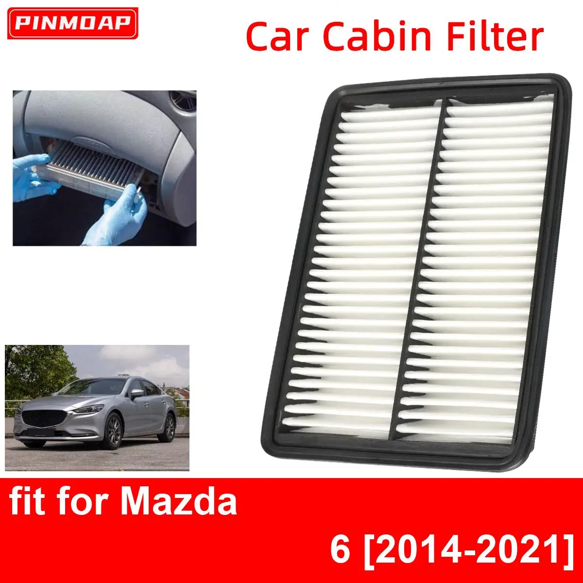 Car Engine Cabin Air Filter for Mazda 6 2014-2021 Auto Filters Car Enginebon Fiber CA11259 PE07-13-3A0 PE07-13-3A0A PEAR-13-3A0