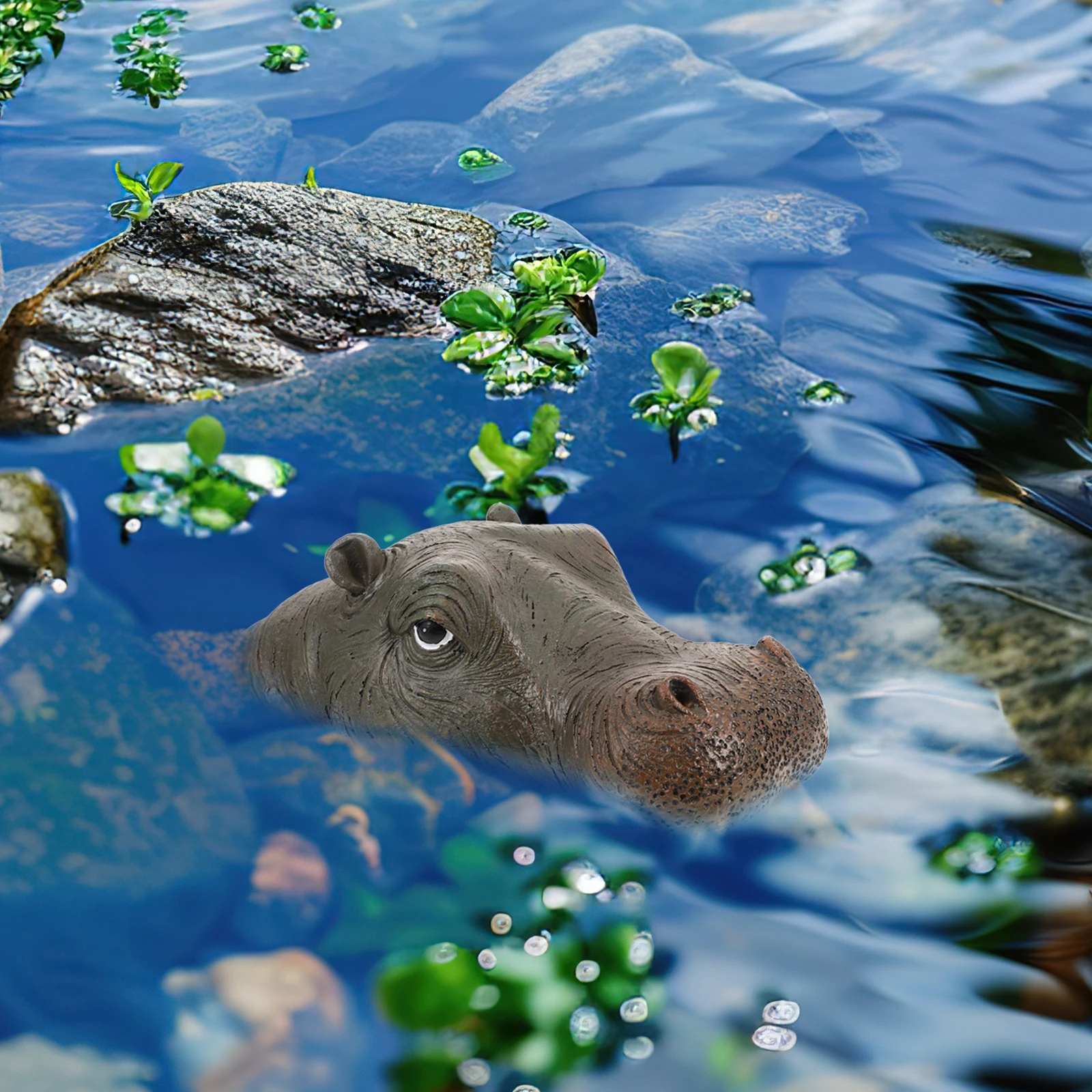 

Simulation Floating Hippo Head Resin Pond Decor Compact Waterproof Garden Yard Balcony Floating Hippo Head Statue Outdoor