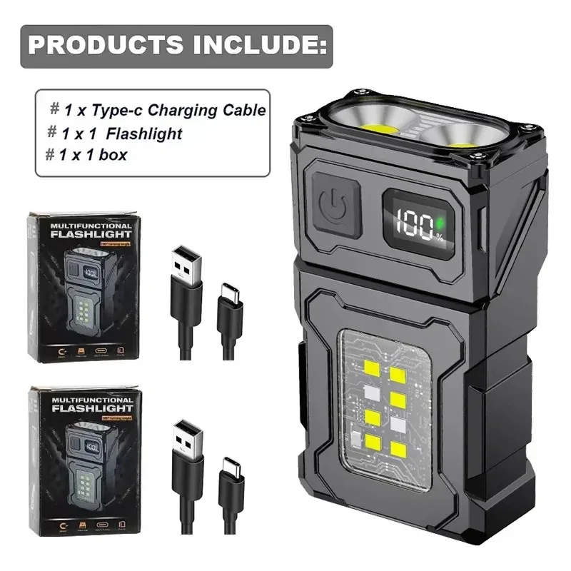 Taktische Tragbare Arbeitsleuchte EDC Taschenlampe Mini LED-Taschenlampe Outdoor Camping Wandern Werkzeug MOLLE Blitzlicht Wiederaufladbar