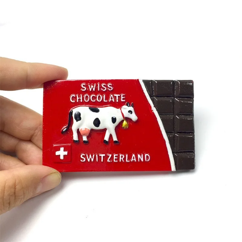 

Switzerland 3D Resin Fridge Magnet - Swiss Chocolate & Cow Themed Refrigerator Magnets, Cute Magnets, Home Decor Items