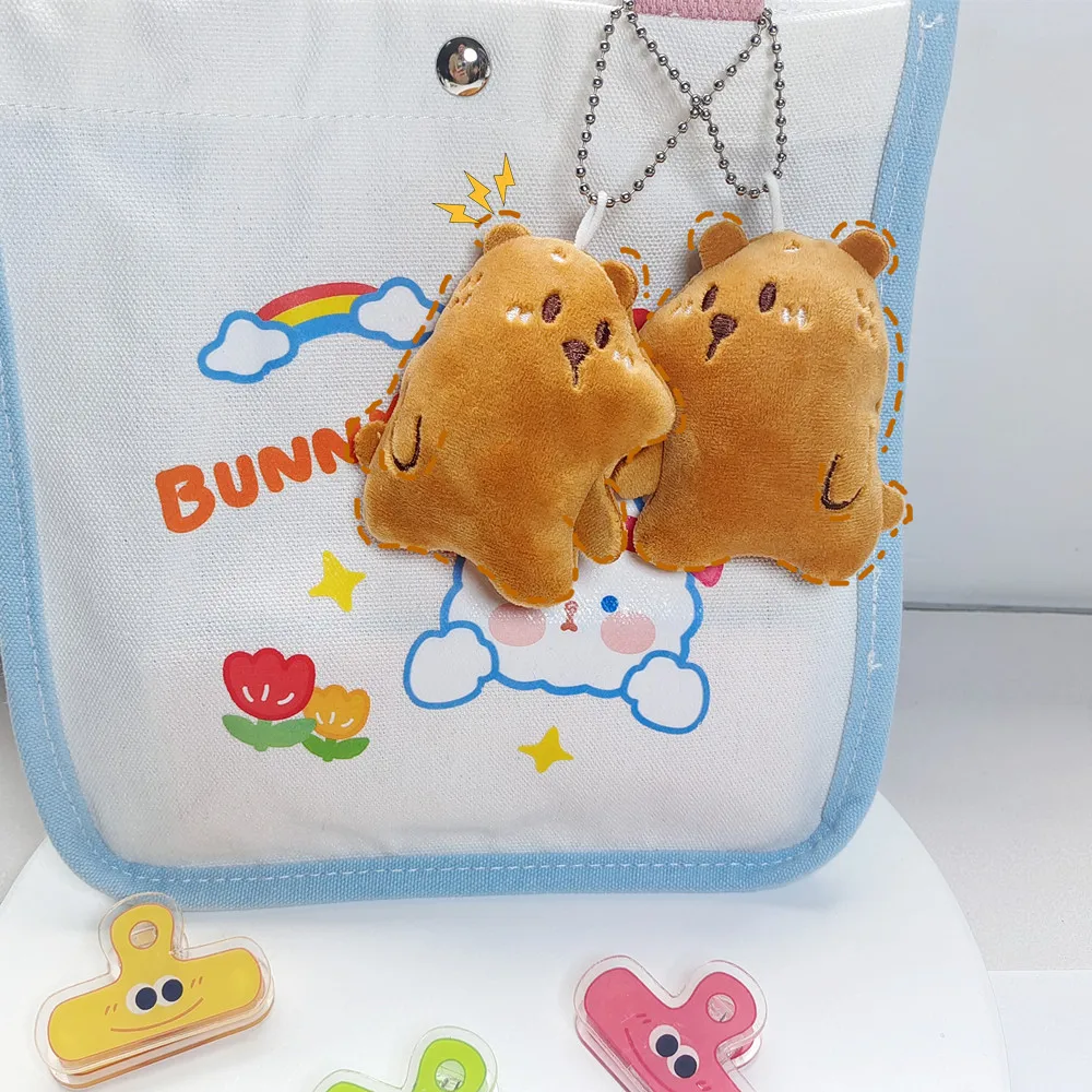 Kawaii Bear Squeeze Squeak Plush Doll Keychain Pendant Creative Ins Small Fresh Brown Bear Pinch Music Fidget Toy Bag Pendant