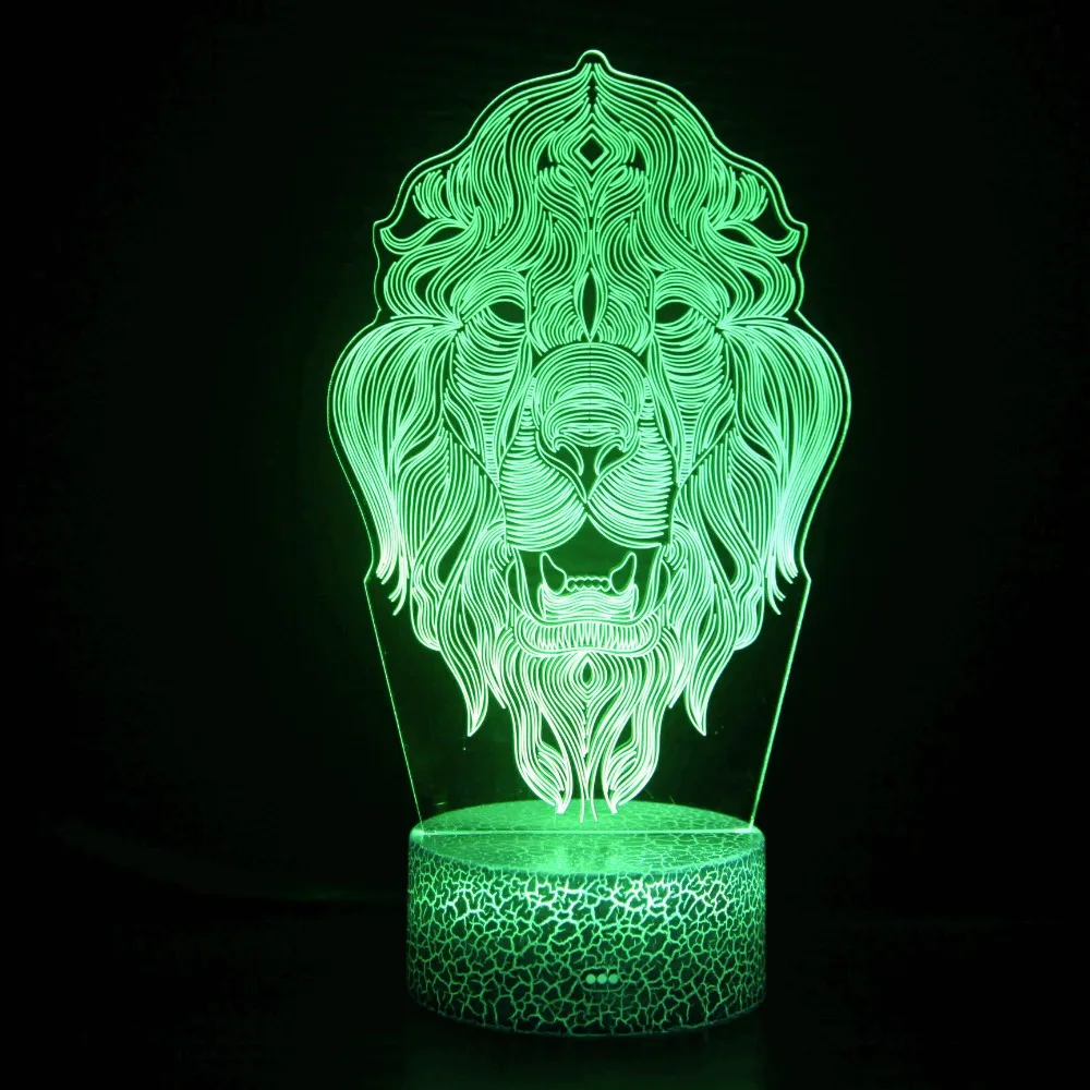 Nighdn Lion 3D Illusion Lamp for Kids LED Night Light 7 Colors Changing Bedroom Decoration Table Lamp Christmas Birthday Gift