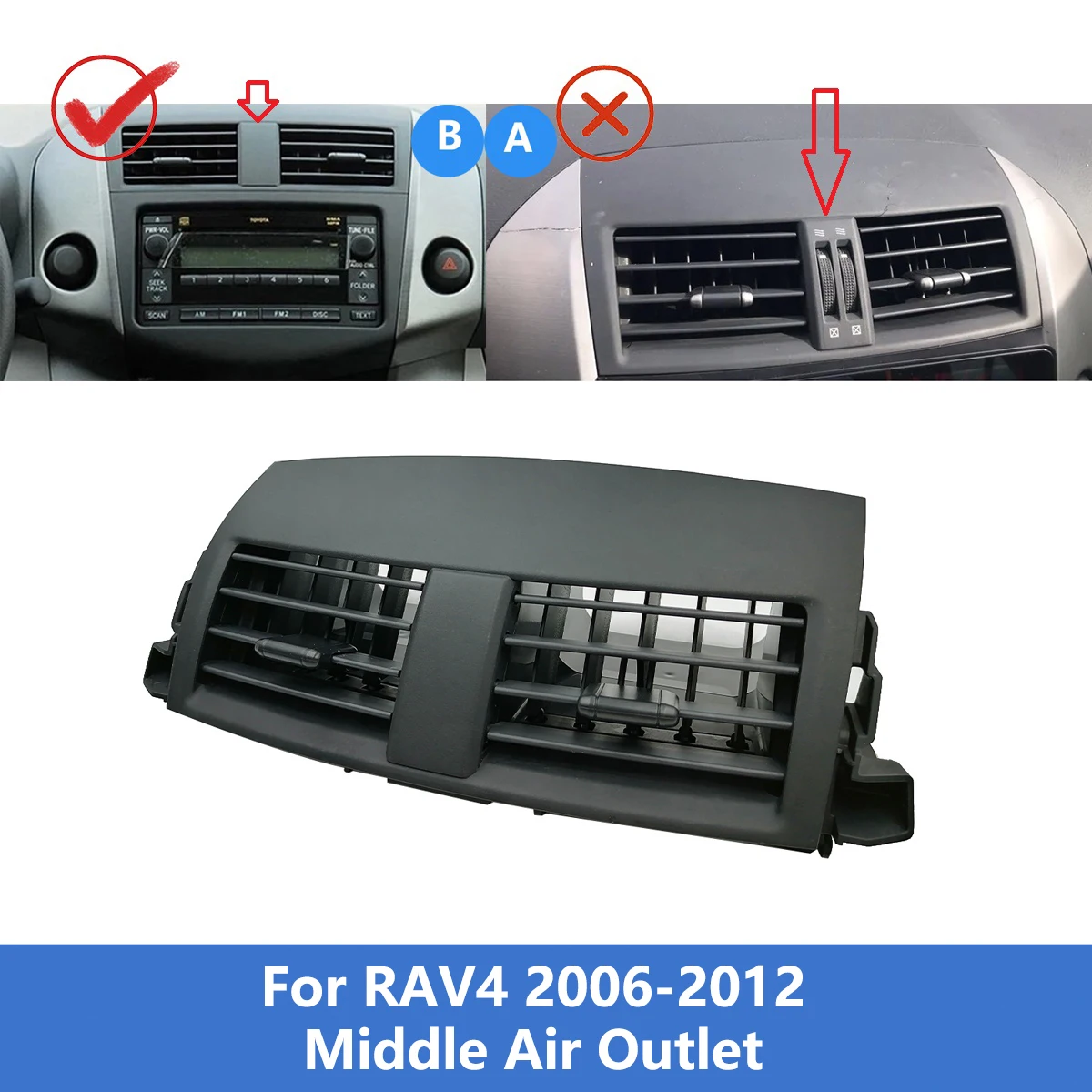 Cadre Sortie A/C Panneau Ventilation Pour Toyota RAV4 2006-2012 – Cache Évents Climatisation Intérieur (55412-42060-B0)