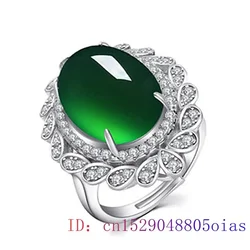 Green Jade Ring Fashion Crystal Zircon Charm Jewelry Women Chalcedony Gemstone Natural Amulet Gifts Lucky