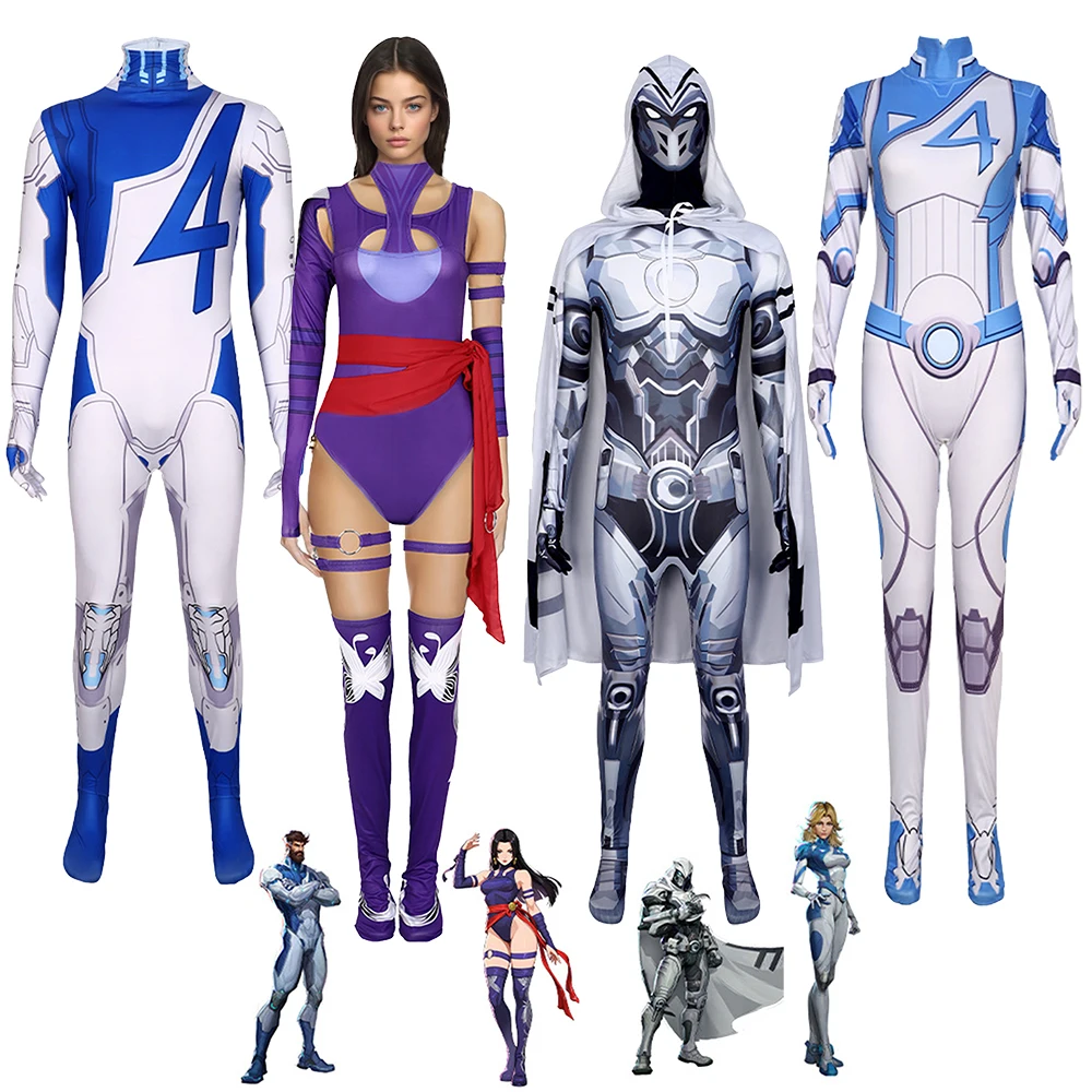 

Rivals Cosplay Psylocke Moon Knight Costume Game Cos Jumpsuit Super Hero Invisible Woman Mister Fantastic Clothing Halloween Set
