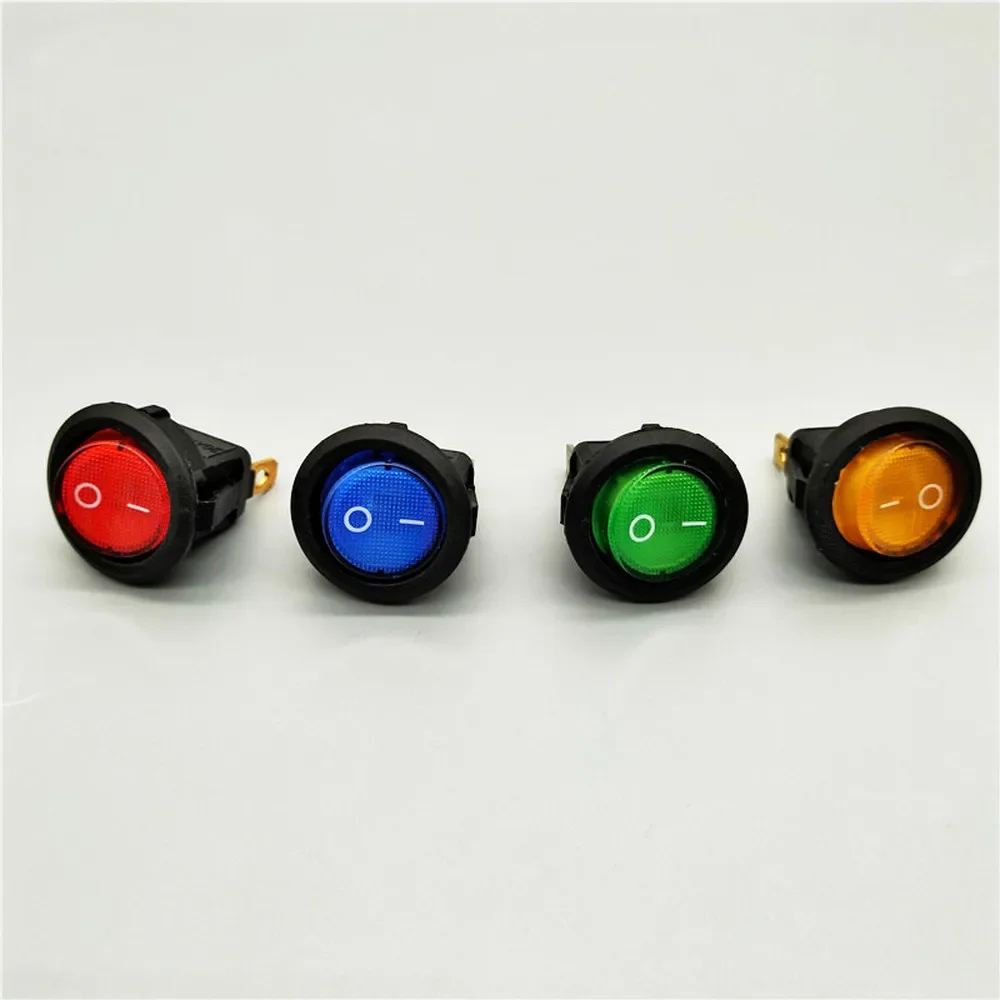 5pcs 20mm KCd1 Led Ship Type Switch 20A 12V Lamp Power Switch Lift Car Button Light on / Off 3-pin Circular Rocker Switch