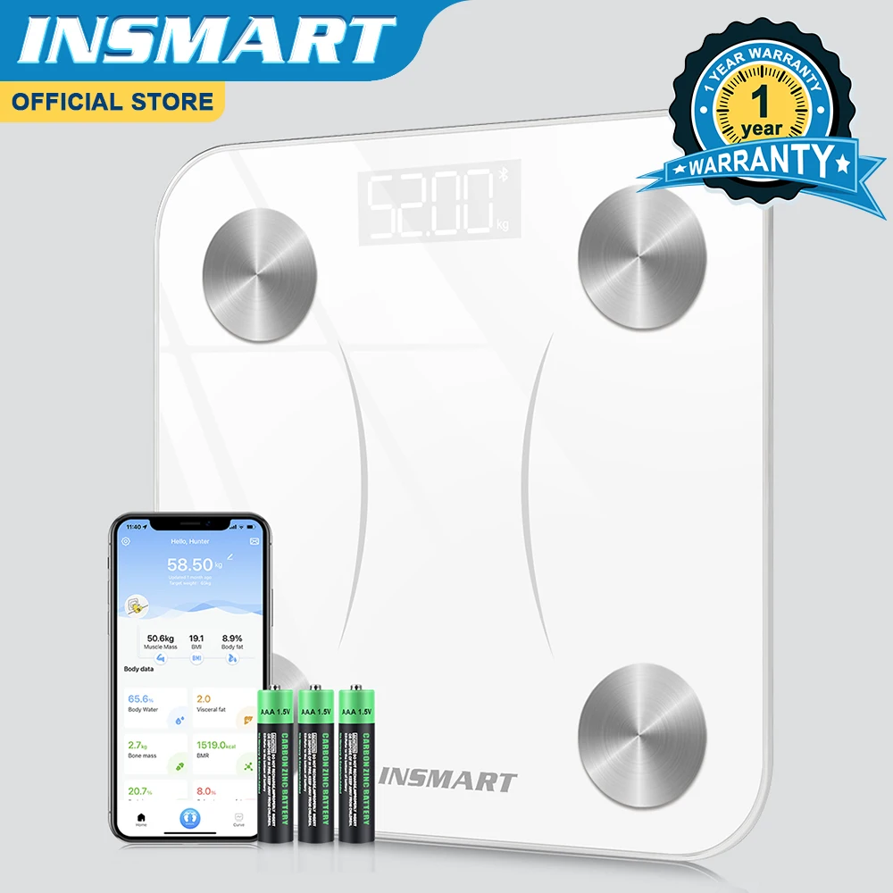 INSMART Body Fat Scale Digital Smart Scales Bluetooth-compatible Wireless Bathroom Weight Scale LCD Display Composition Analyzer