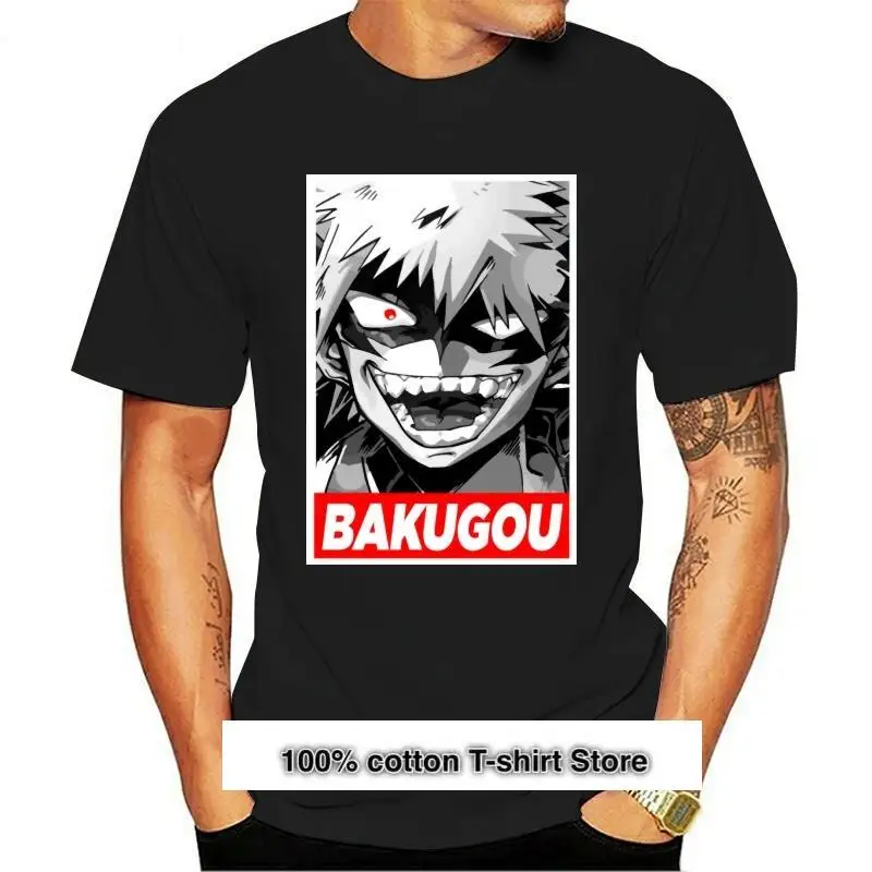 Camiseta de Katsuki Bakugo Boku No Hero para hombre, ropa negra, novedad de 2020