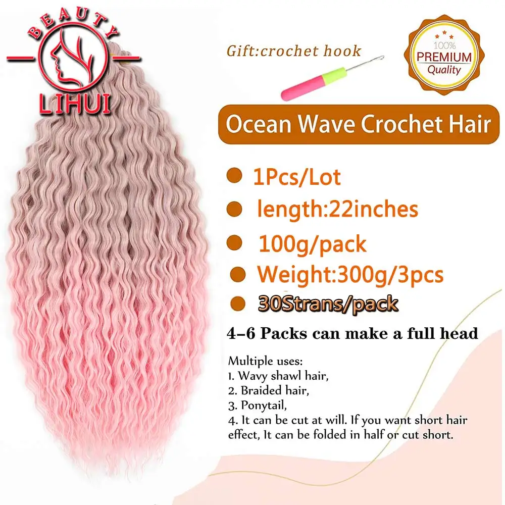 Ariel Curl Hair Deep Twist Crochet Hair Synthetic Braids Afro Curl Ombre 22Inch Water Wave Braiding Hair Extension For Women