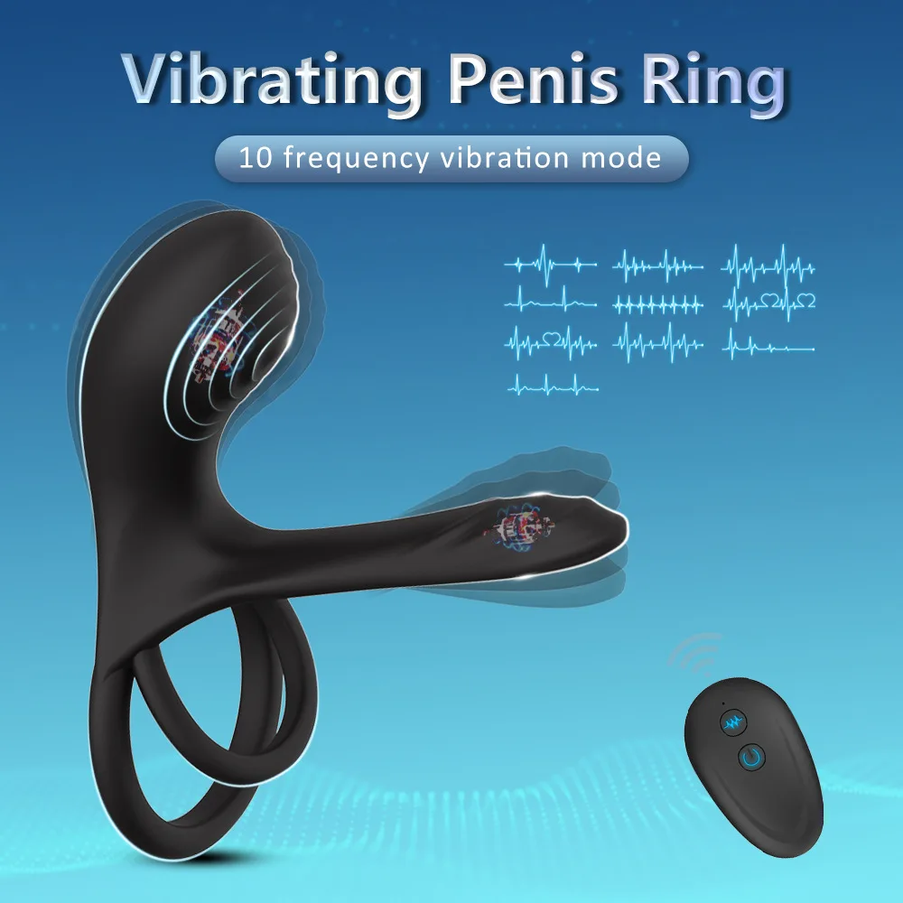 Double-ring penis ring dual-motor vibration delayed ejaculation and enlargement of erection adult sex toy 18